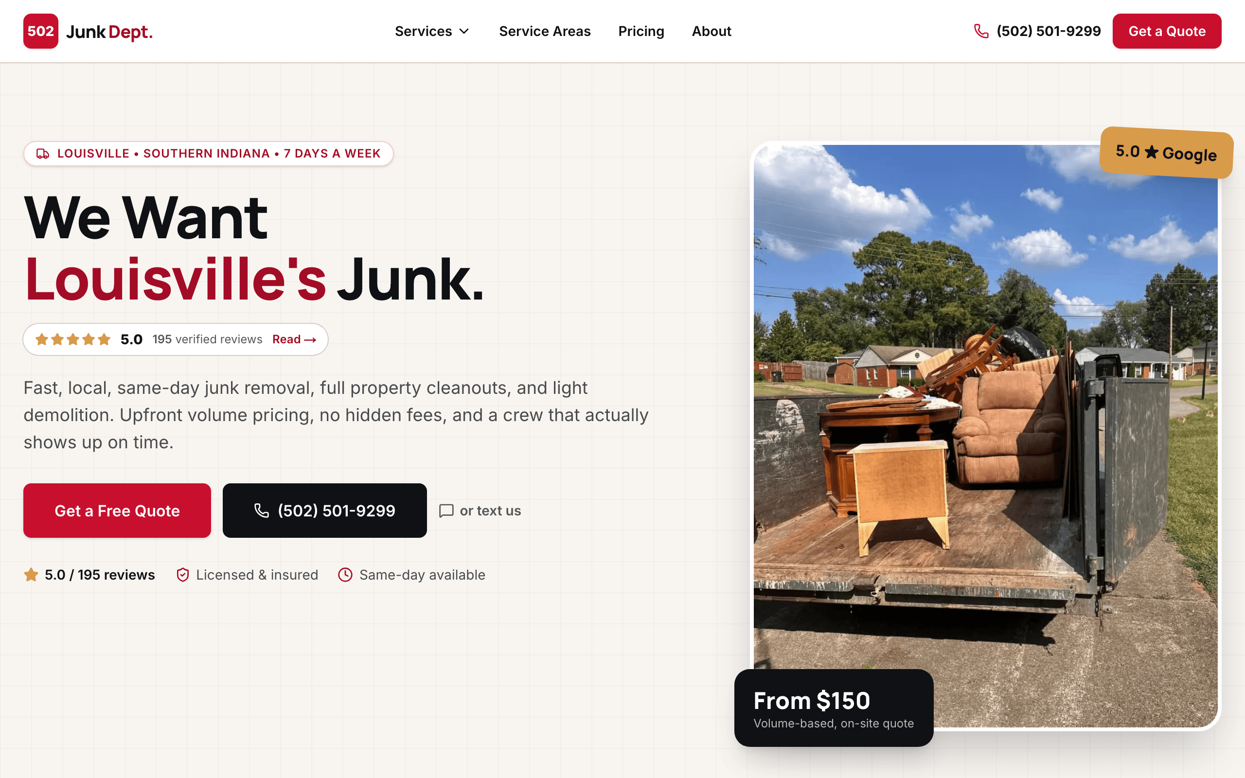 502 Junk website screenshot
