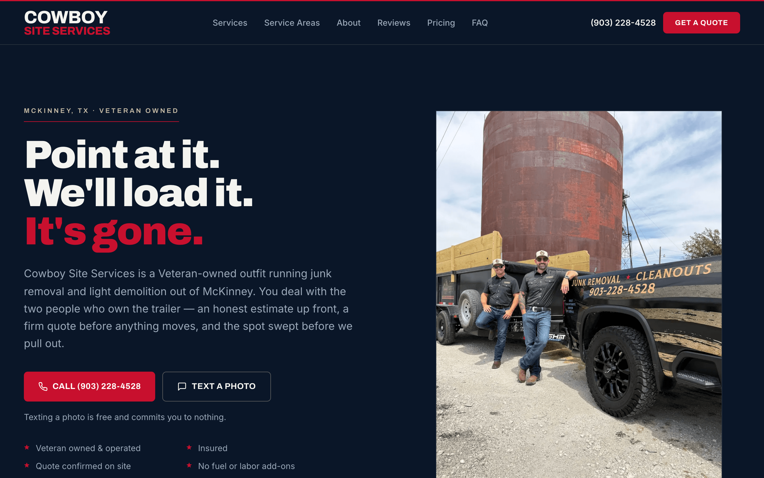 Cowboy Site Services website screenshot