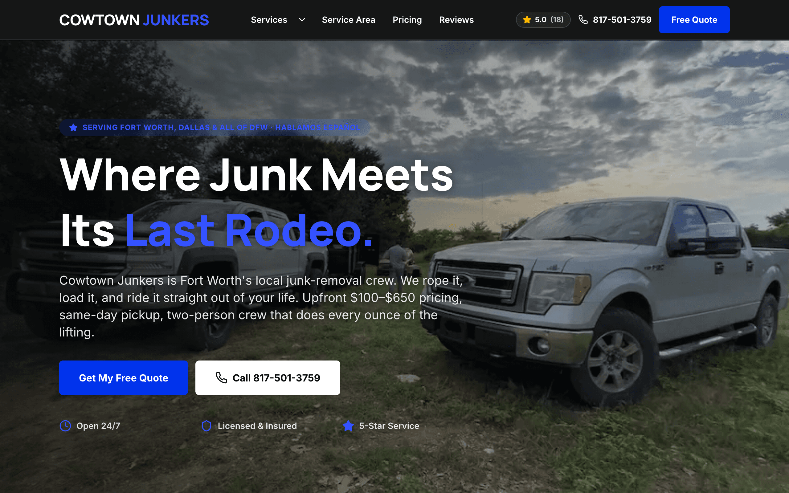 Cowtown Junkers website screenshot
