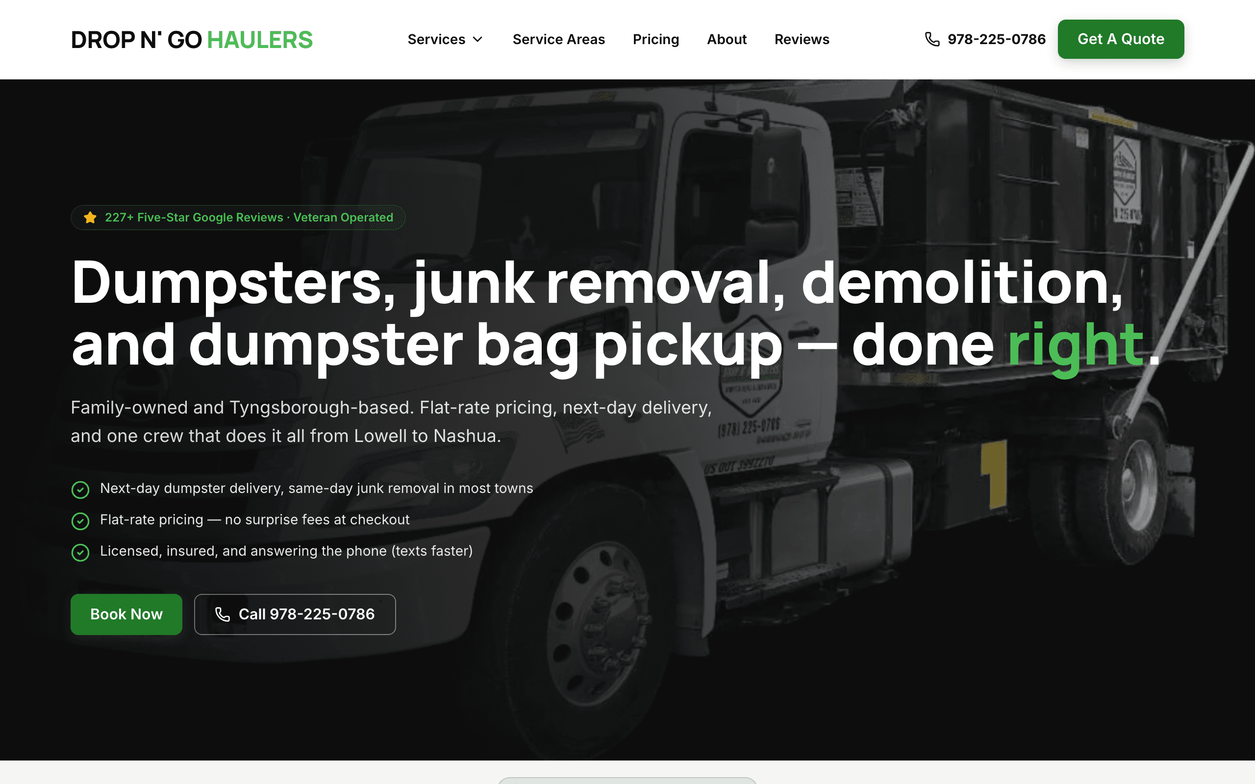 Drop N Go Haulers website screenshot