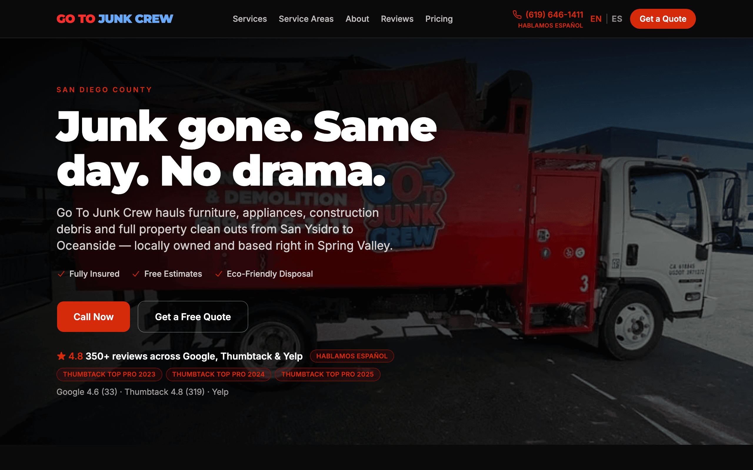 Go To Junk Crew website screenshot