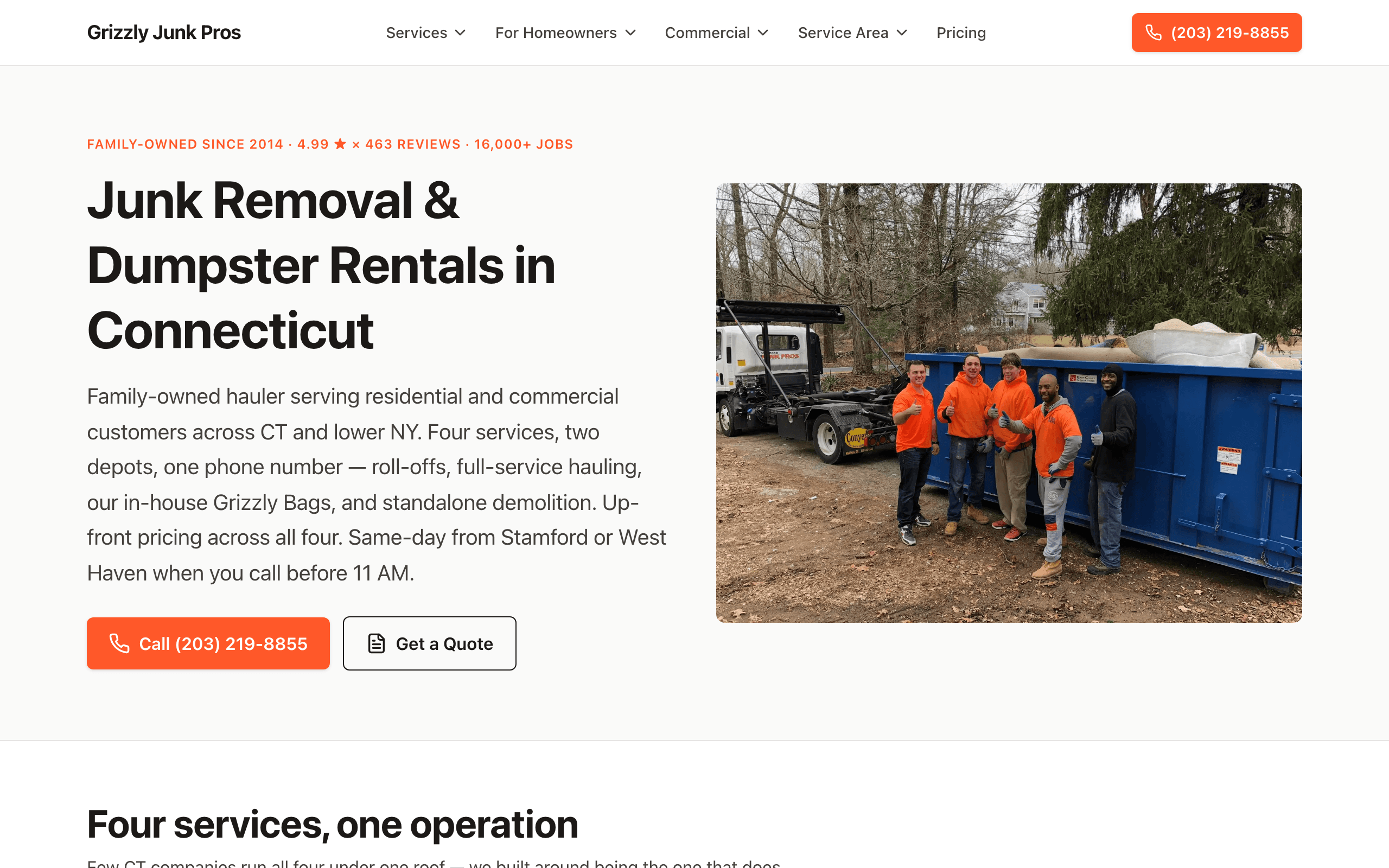 Grizzly Junk Pros website screenshot