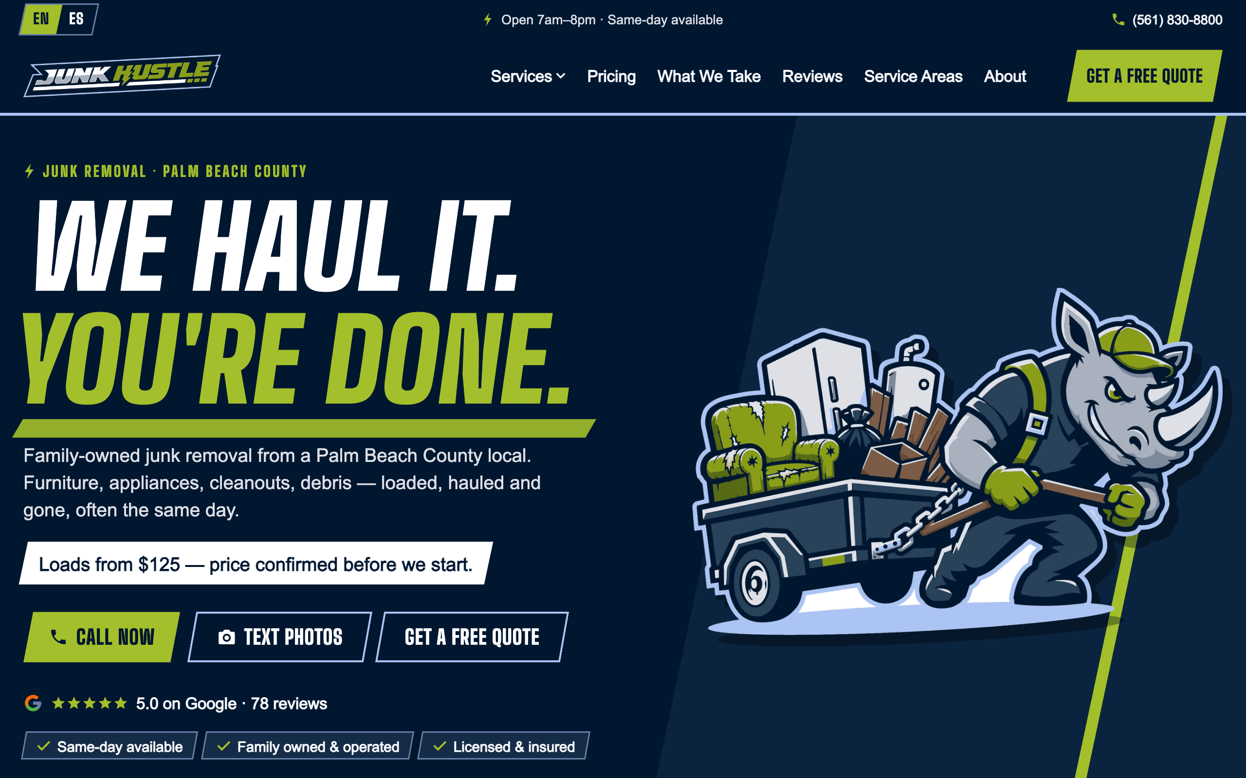 JunkHustle website screenshot